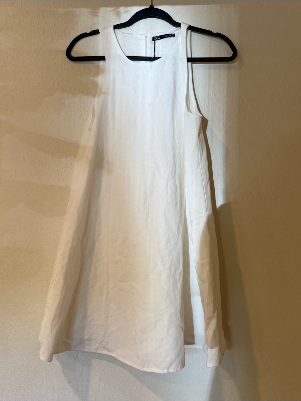 ZARA White Sleeveless Mini Swing Dress